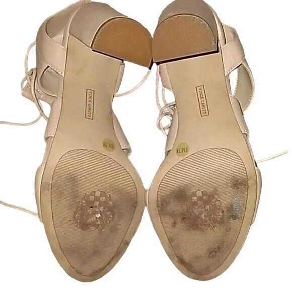 Vince Camuto Beige Leather Lace Up Heels - Picture 5 of 6
